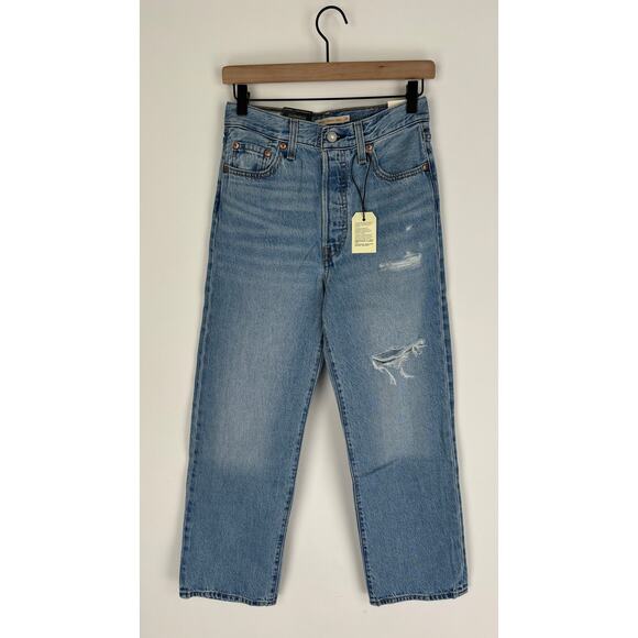 Levis Womens Premium Ribcage Straight Ankle Jeans Womens 26x27 New Light Wash - Picture 1 of 9